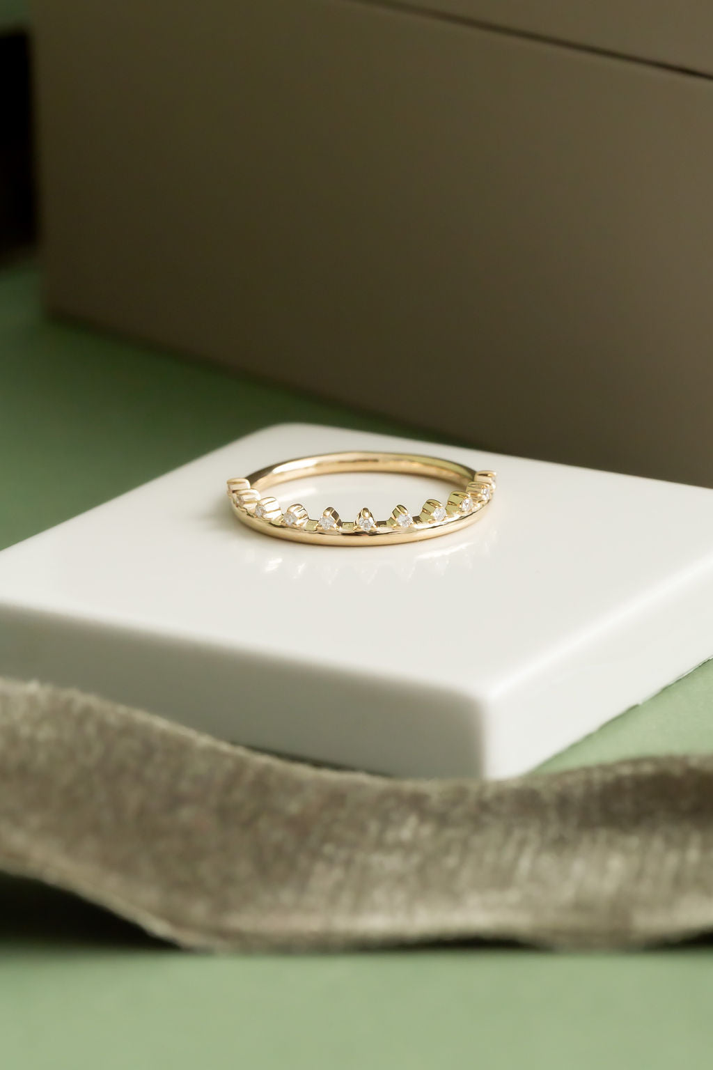 0.25 TCW Round Shaped Half Eternity Lab Grown Diamond Wedding Band